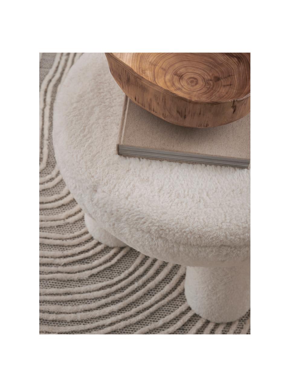 Tabouret en tissu peluche Bigfant, Tissu peluche blanc, Ø 61 x haut. 43 cm