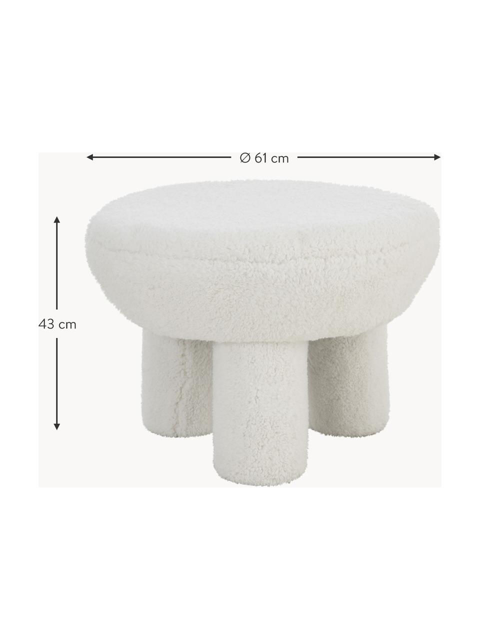 Tabouret en tissu peluche Bigfant, Tissu peluche blanc, Ø 61 x haut. 43 cm