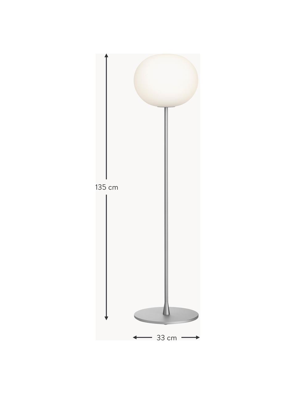 Dimmbare Stehlampe Glo-Ball, Lampenschirm: Glas, Silberfarben, H 135 cm