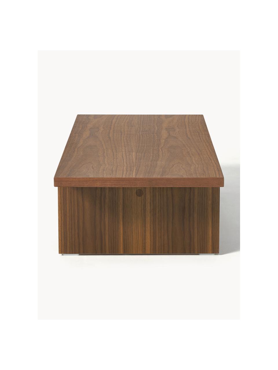 Nízký dřevěný konferenční stolek Toni, Dřevovláknitá deska střední hustoty (MDF) s lakovaná dýha z ořechového dřeva

Tento produkt je vyroben z udržitelných zdrojů dřeva s certifikací FSC®., Ořechové dřevo, Š 120 cm, V 25 cm