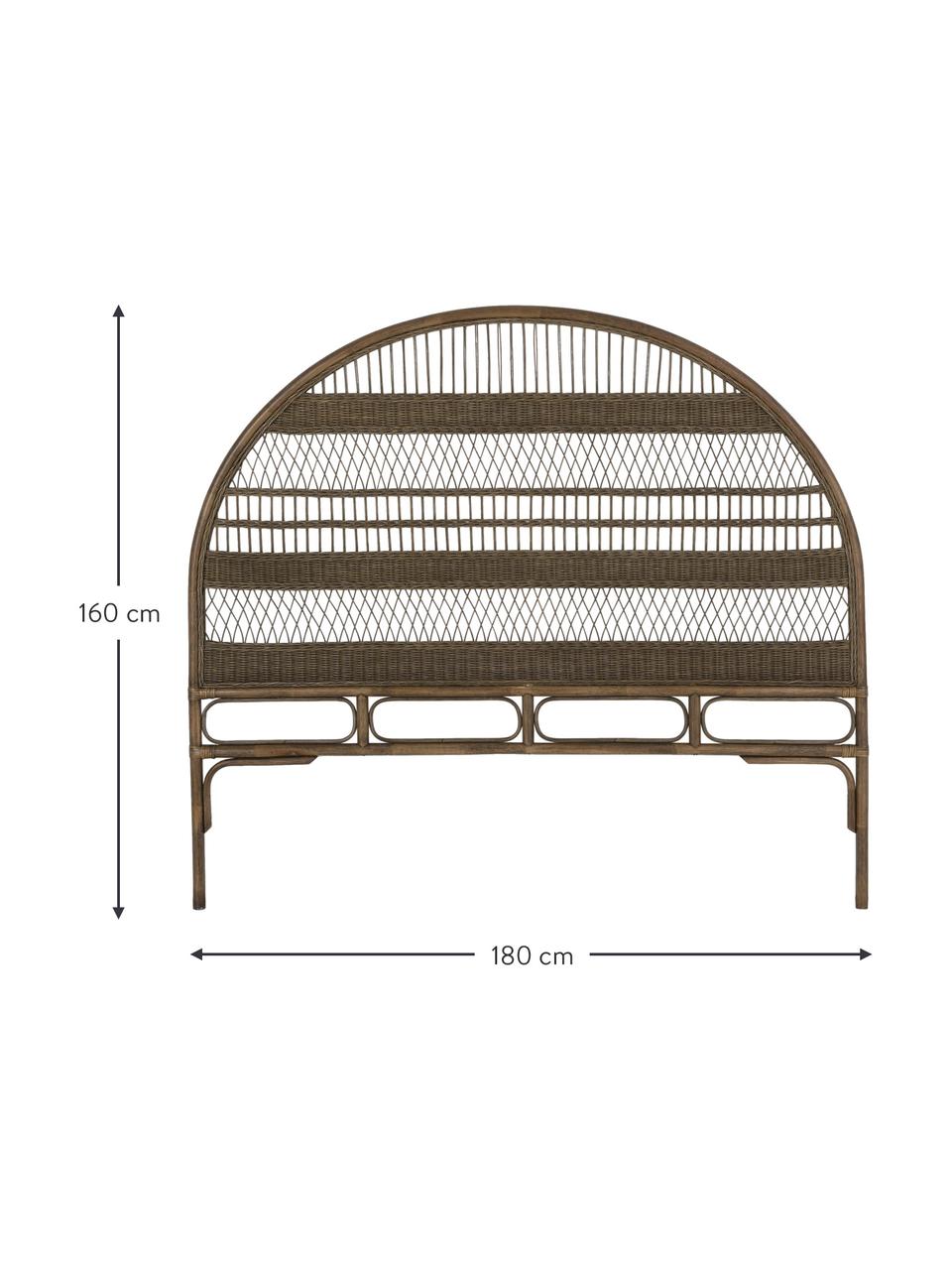 Okrúhle ratanové čelo postele Winnie, Ratan, Tmavohnedá, Š 180 x H 160 cm