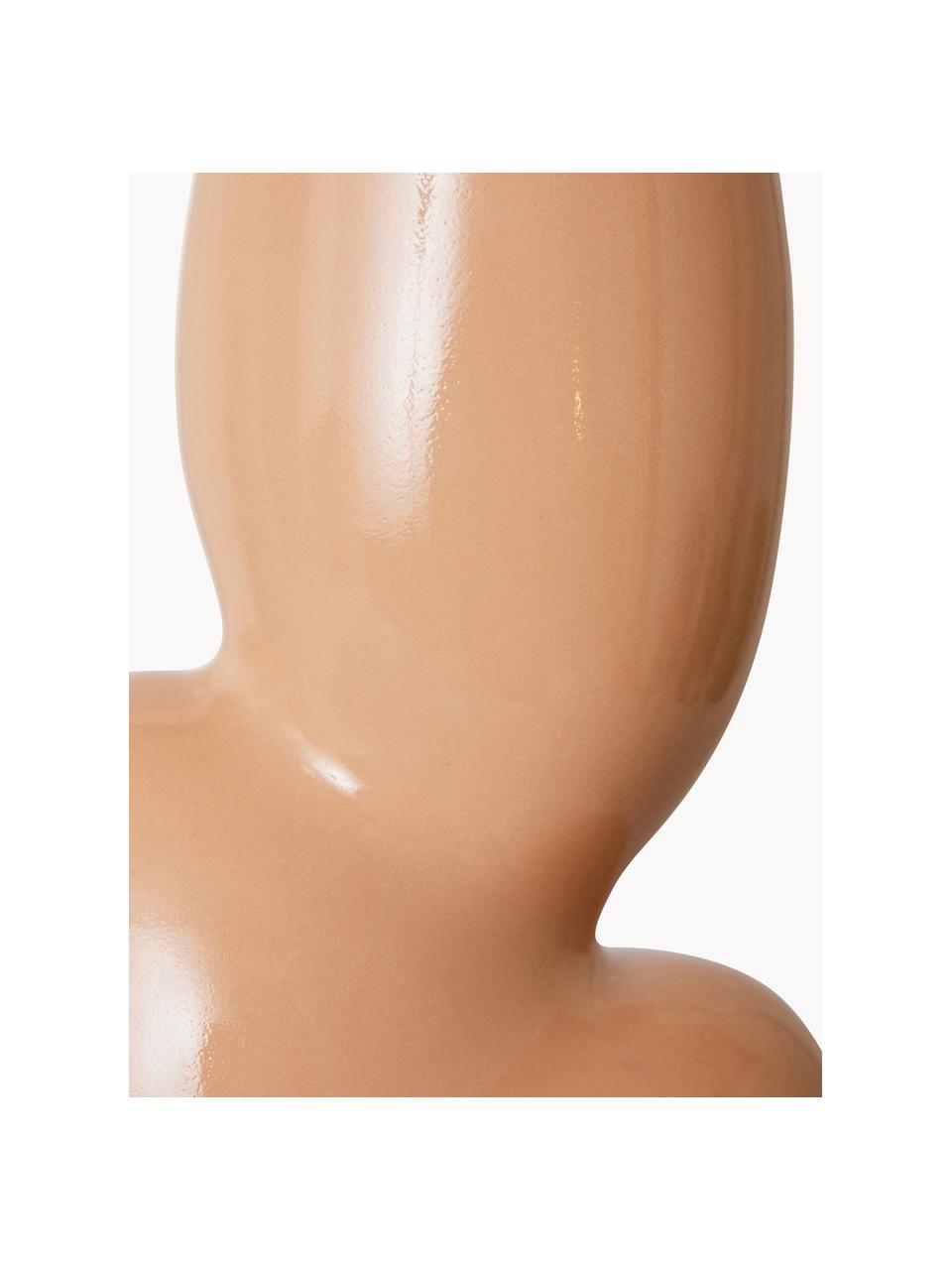 Steingut-Vase Organic, H 29 cm, Steingut, Beige, B 17 x H 29 cm