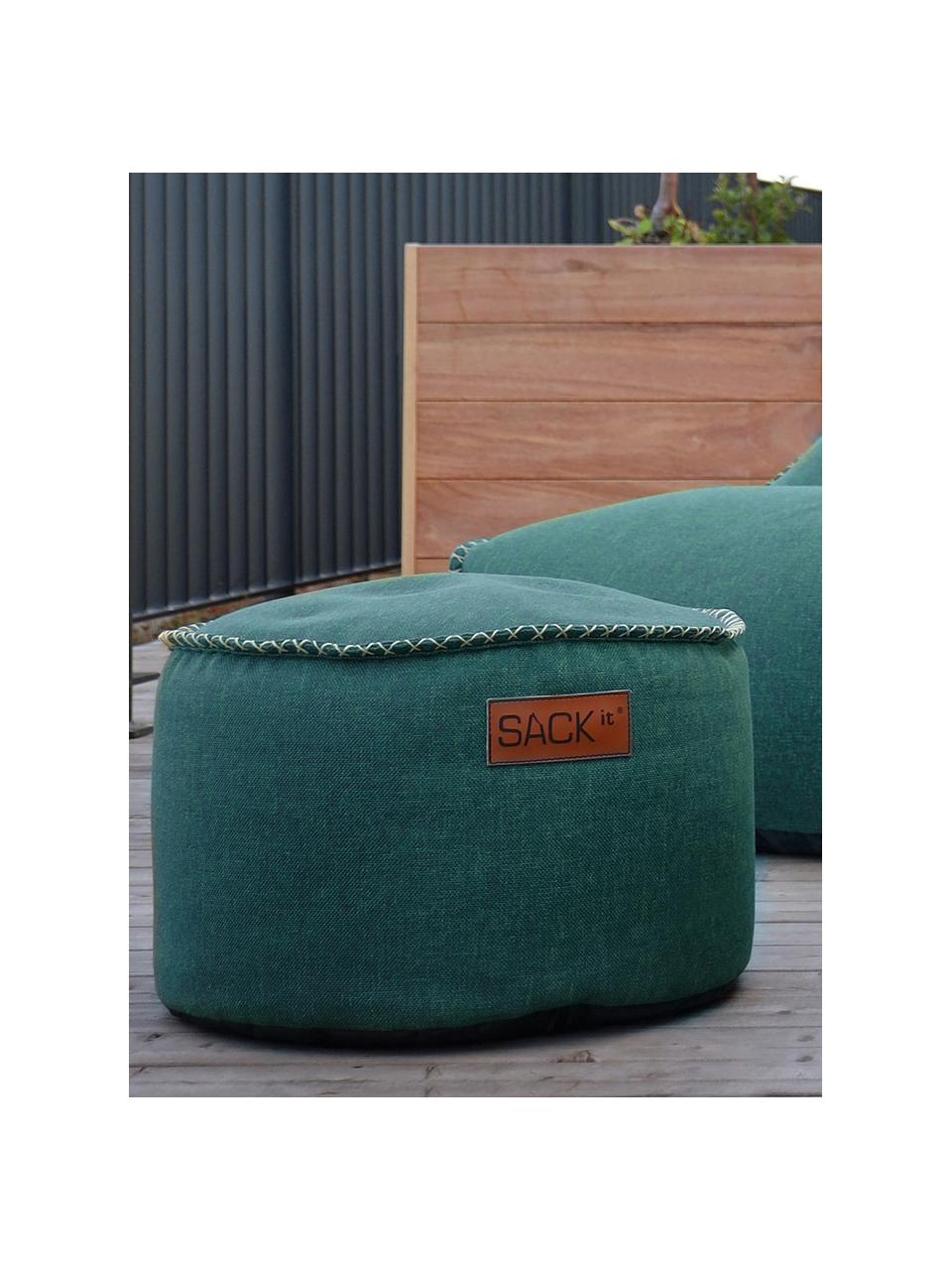 Garten-Loungepouf Cobana, Bezug: Olefin, Kunstfaser, Webstoff Petrol, Ø 50 x H 35 cm