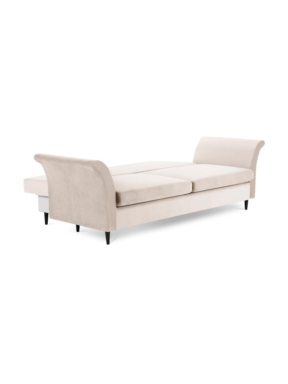 Sofa rozkładana z aksamitu z funkcją przechowywania Lola (3-osobowa), Nogi: drewno, Beżowy, S 245 x G 95 cm