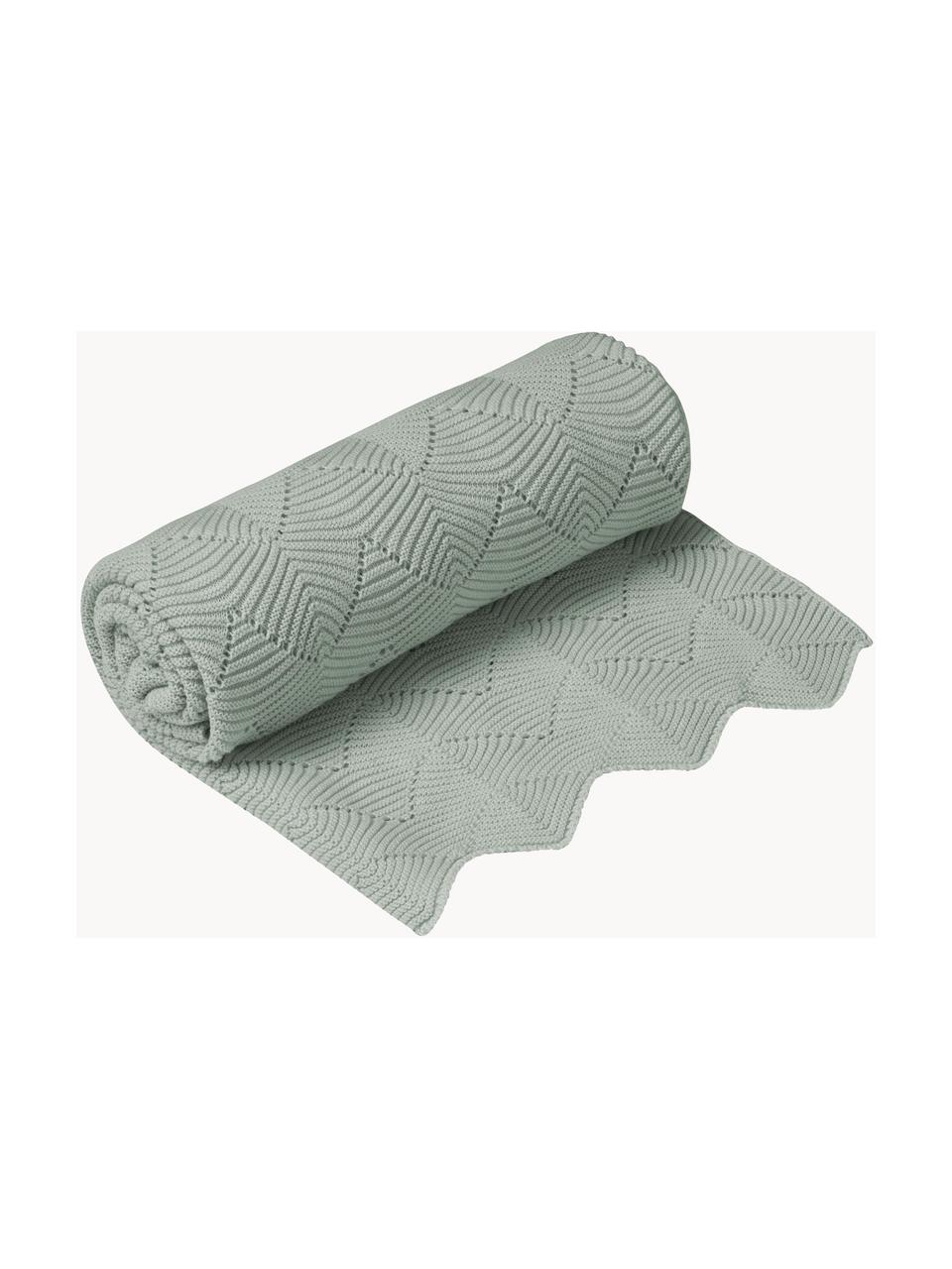 Manta bebé de algodón ecológico Snuggle Scallop, 100% algodón ecológico, certificado GOTS, Verde, L 100 x An 80 cm