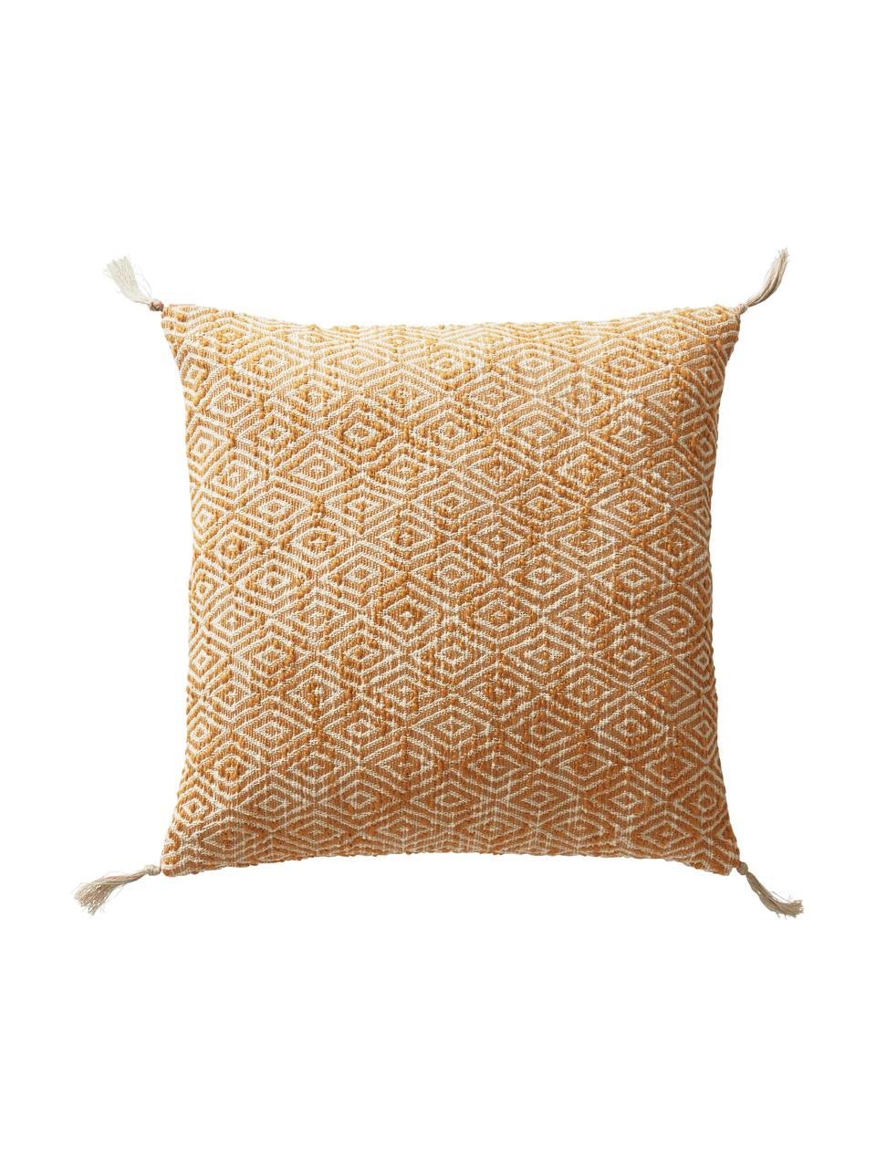 Komplet poszewek na poduszkę z chwostami Fancy, 2 elem., 100% bawełna, Żółty, złamana biel, S 45 x D 45 cm