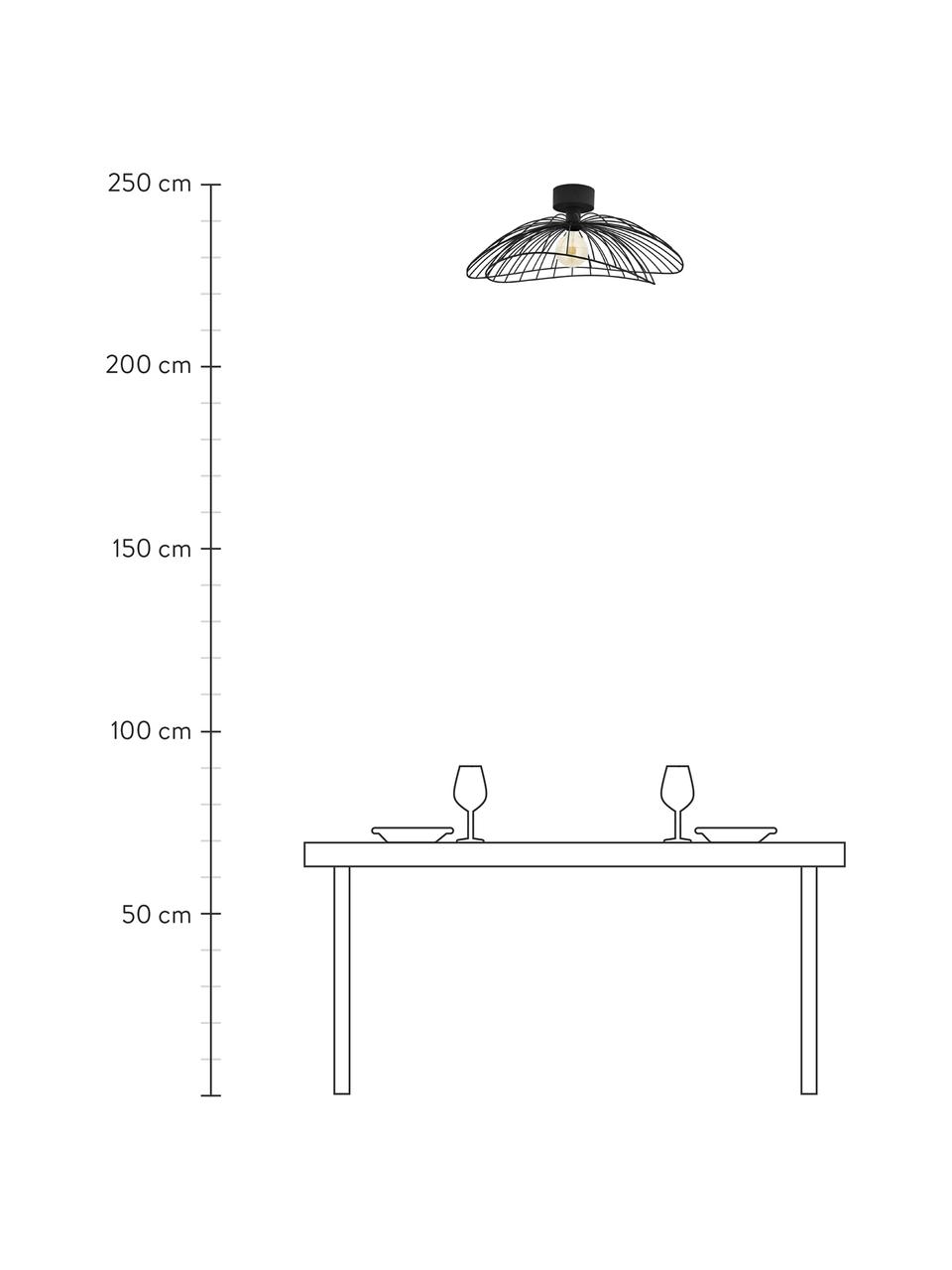 Veľká stropná/nástenná lampa Ray, Čierna, Ø 60 x V 20 cm