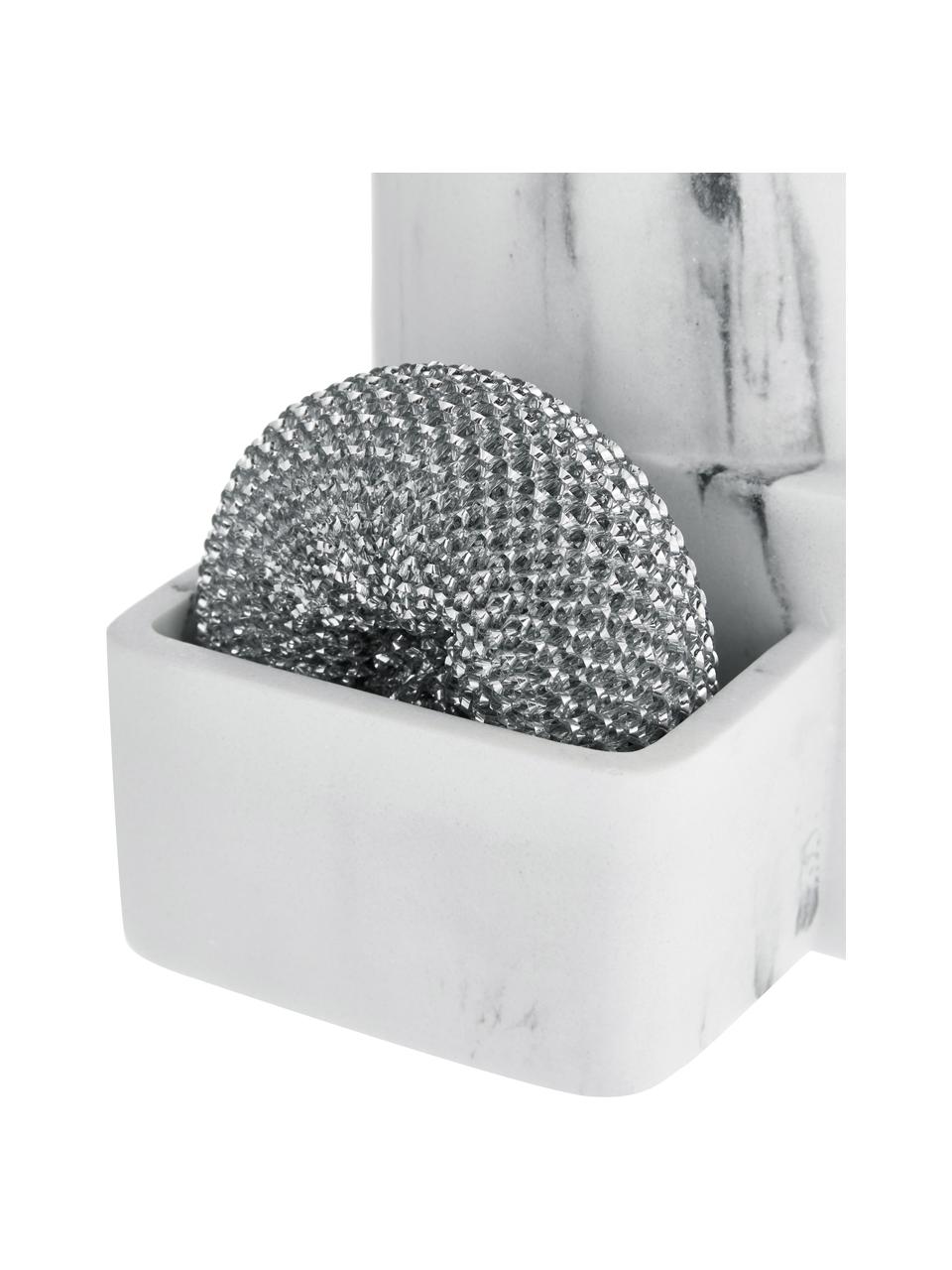 Seifenspender Galia, 3er-Set, Metallschwamm: Metall, Weiß, marmoriert, Silberfarben, B 24 x H 12 cm