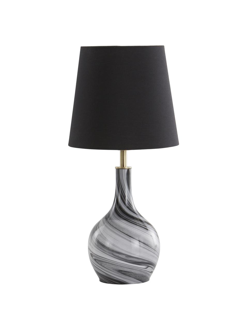 Lampada da tavolo con base in vetro Budgee, Paralume: tessuto, Base della lampada: vetro, Struttura: metallo, Nero, bianco, Ø 20 x Alt. 40 cm