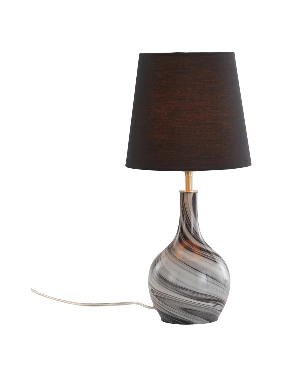 Lámpara de mesa de vidrio Budgee, Pantalla: tela, Cable: plástico, Negro, blanco, Ø 20 x Al 40 cm
