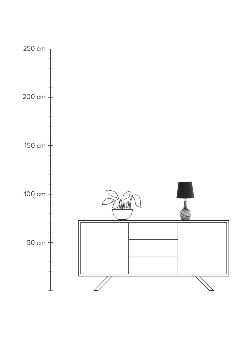 Tafellamp Budgee met glazen voet, Lampenkap: textiel, Lampvoet: glas, Zwart, wit, Ø 20 x H 40 cm