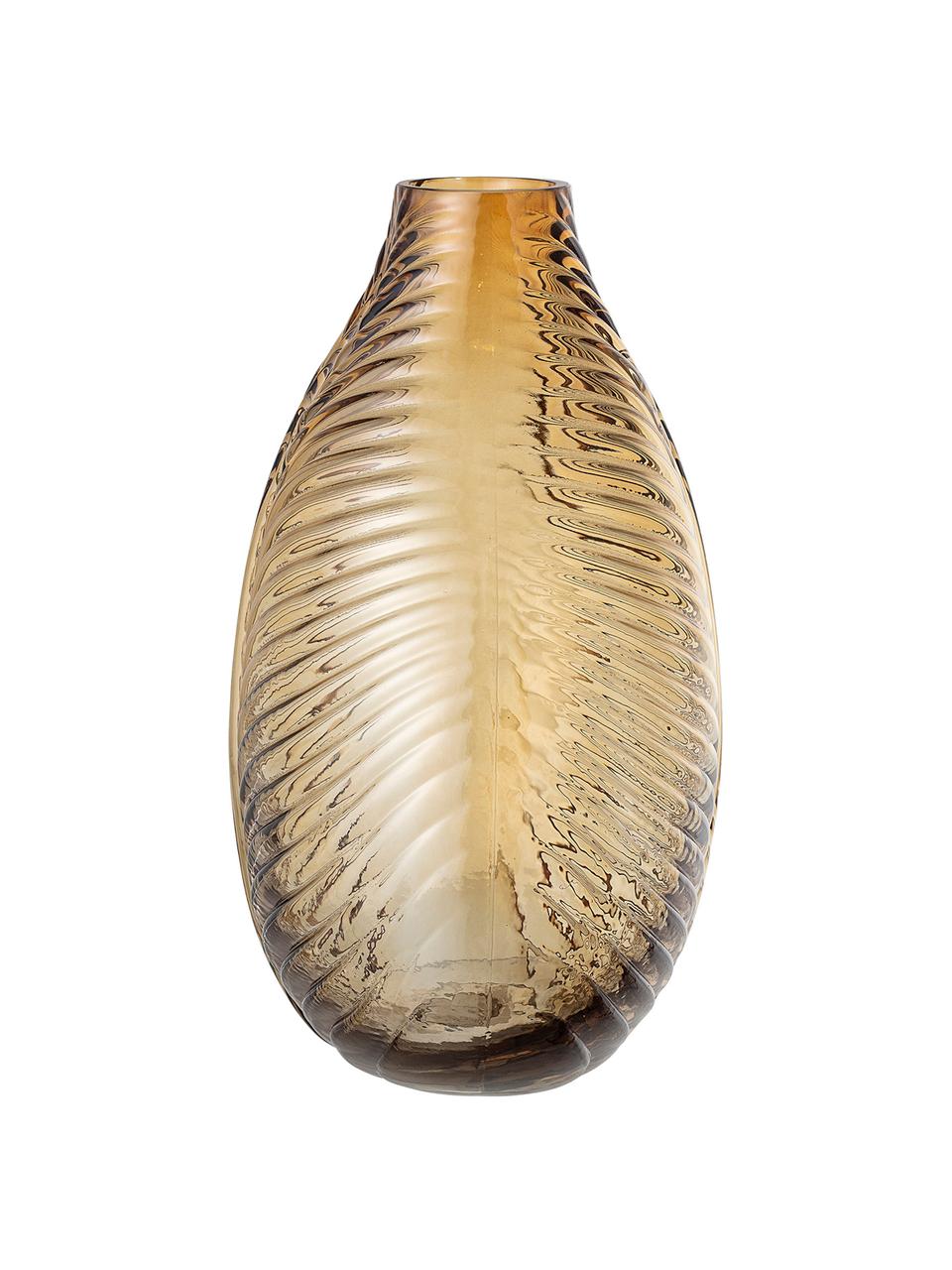 Vaso in vetro con struttura a foglia Amber, Vetro, Marrone, Larg. 28 x Alt. 36 cm
