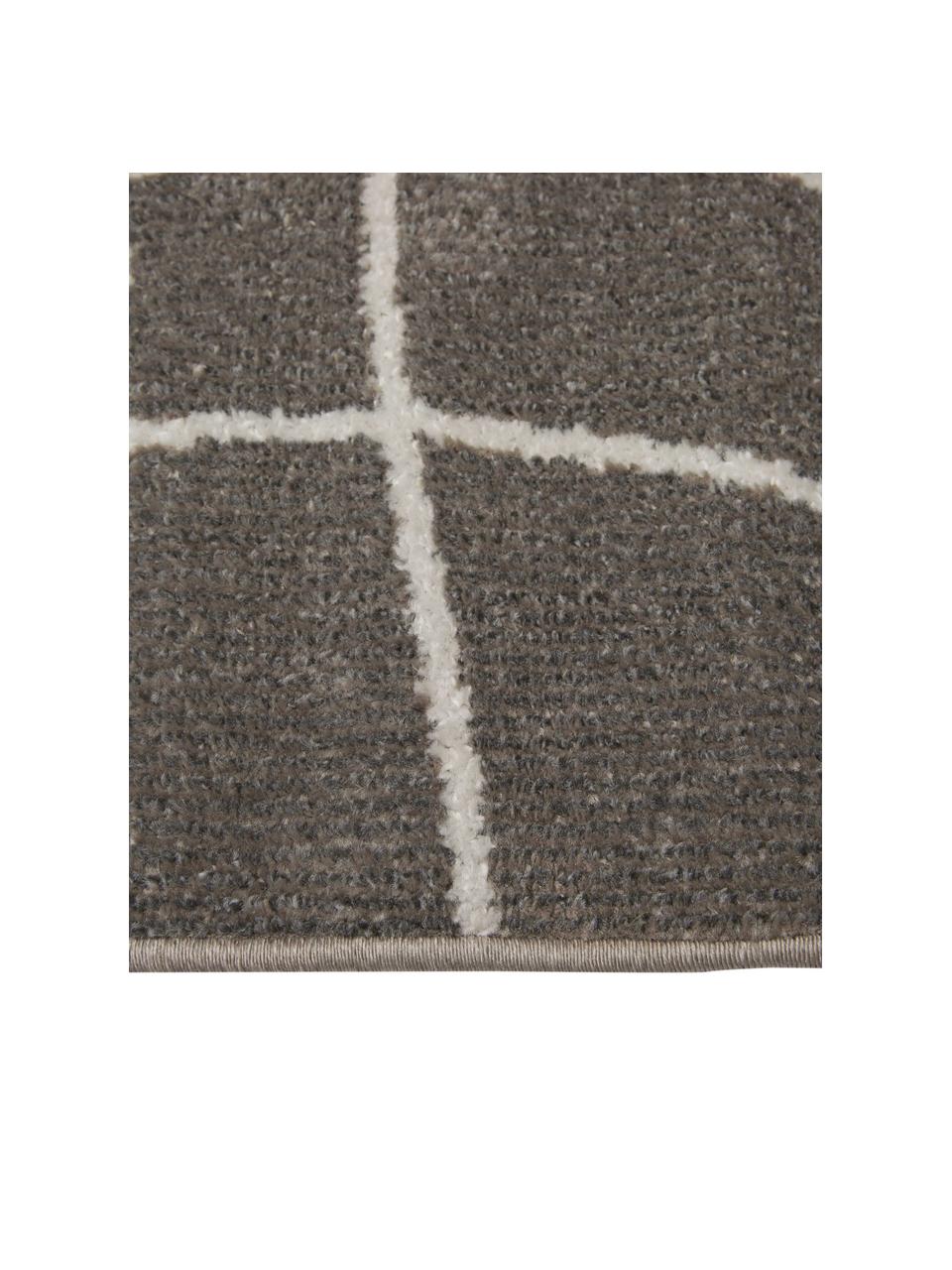 Tapis d'extérieur gris foncé Lillyan, 100 % polypropylène, Gris foncé, couleur crème, larg. 80 x long. 150 cm (taille XS)