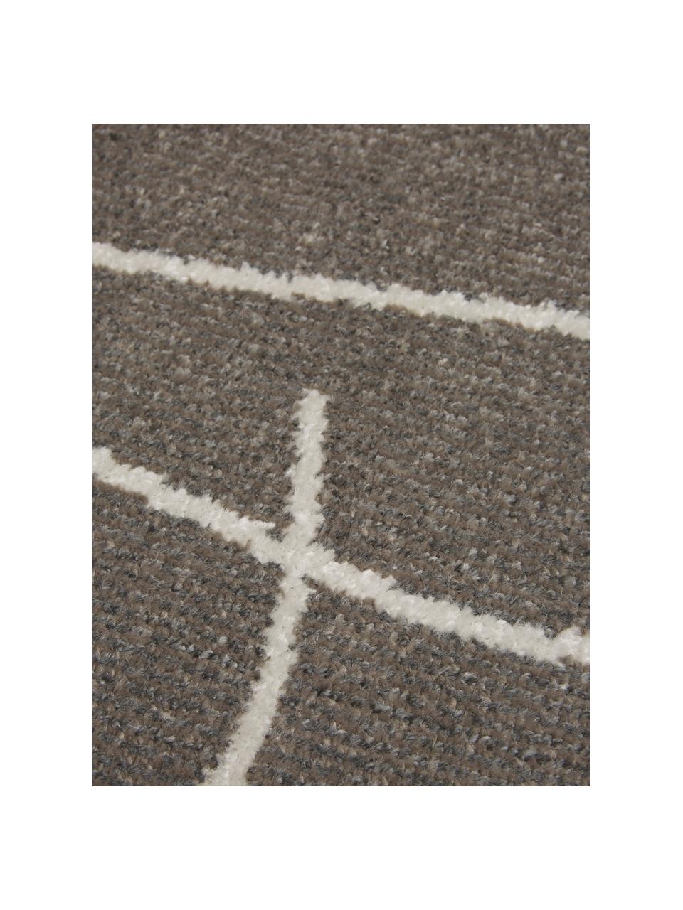 Tapis d'extérieur gris foncé Lillyan, 100 % polypropylène, Gris foncé, couleur crème, larg. 80 x long. 150 cm (taille XS)