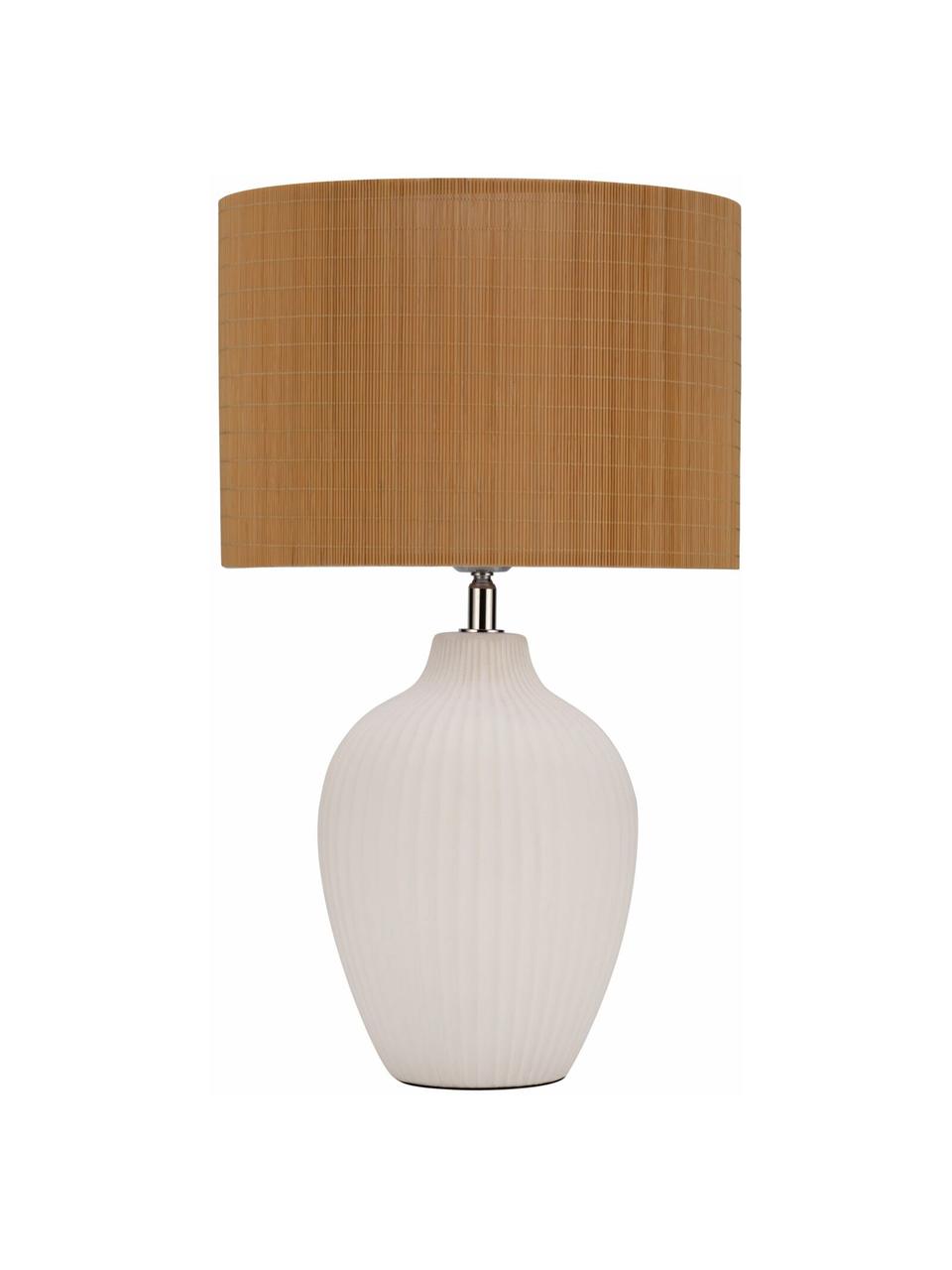 Lampe à poser en bambou Timber Glow, Blanc, brun, Ø 28 x haut. 49 cm