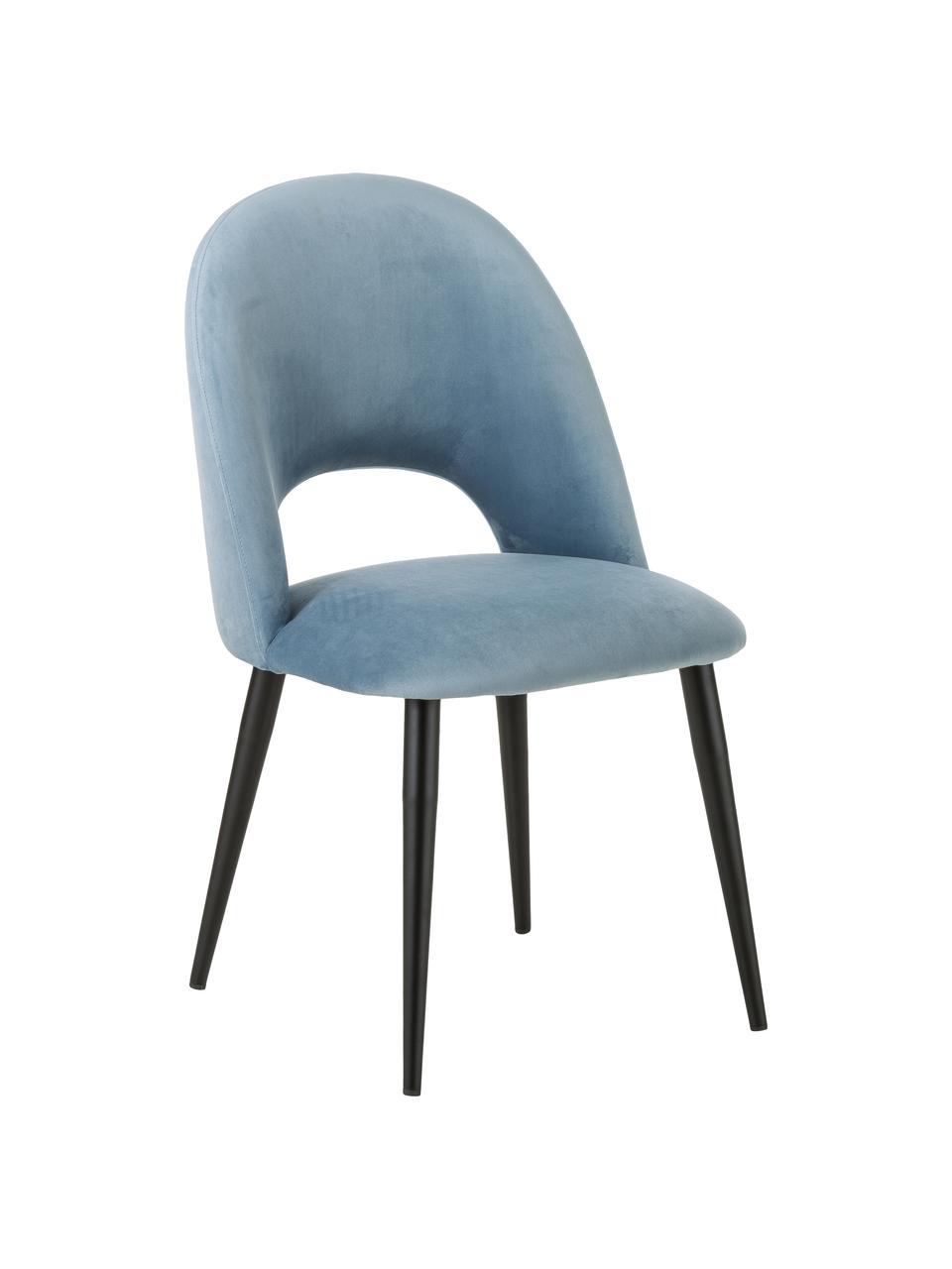 Chaise rembourrée en velours bleu Rachel, Velours bleu ciel