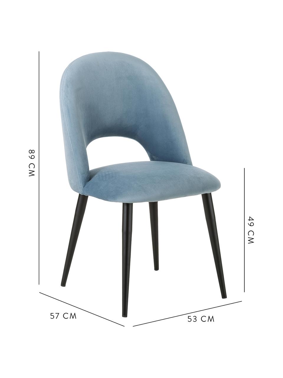 Sametová čalouněná židle Rachel, Světle modrá