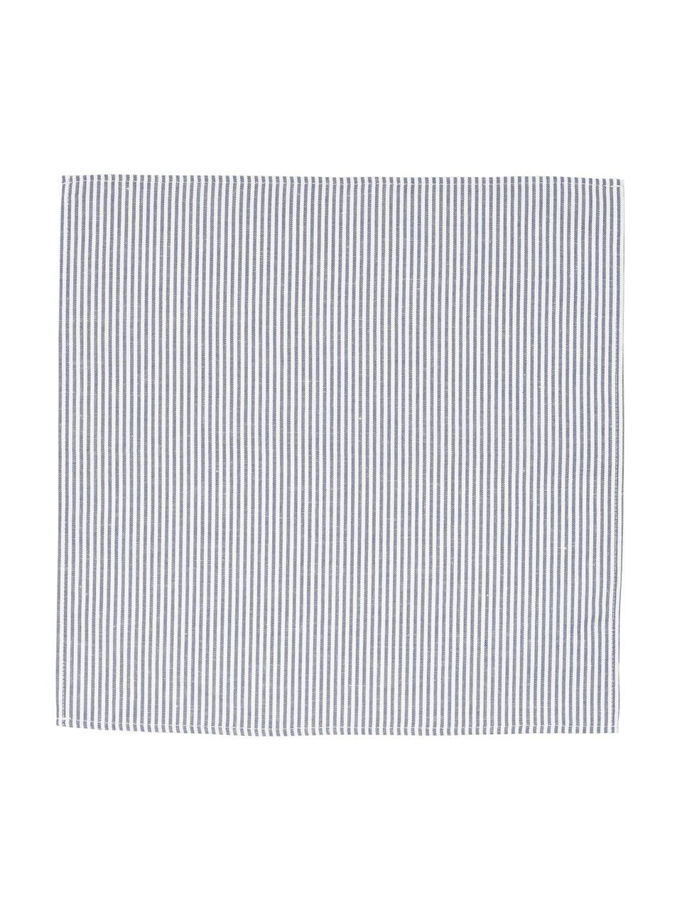 Stoffen servetten Stripes van halflinnen, Wit, blauw, B 45 x L 45 cm