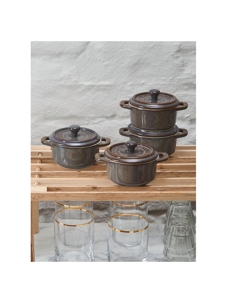Petits pots Mini Cocotte, 4 pièces, Céramique, émaillée, Grège, Ø 10 x haut. 7 cm, 200 ml