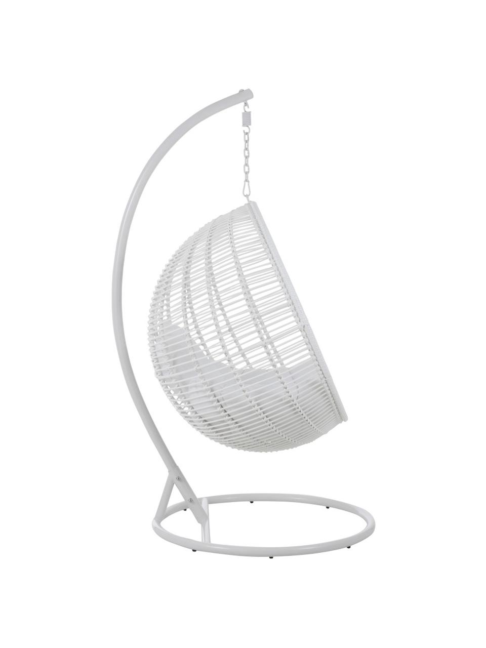 Ronde hangstoel Round met metalen frame, Wit, 119 x 193 cm