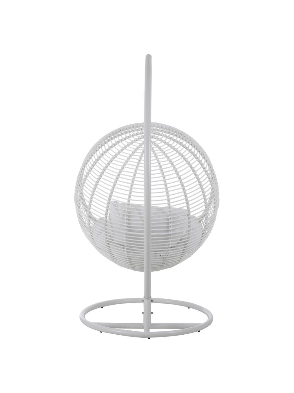 Fotel wiszący z metalową ramą Round, Biały, S 119 x W 193 cm