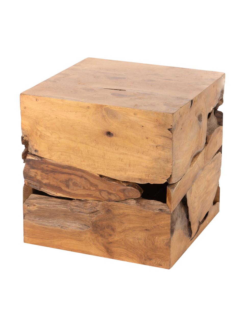 Pomocný stolík z tíkového dreva Racine, Teakové drevo, Hnedá, Š 45 x V 45 cm
