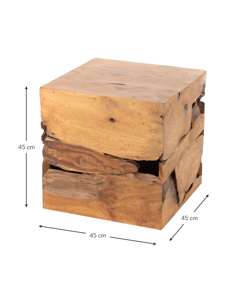 Teakový odkládací stolek Racine, Teakové dřevo, Hnědá, Š 45 cm, V 45 cm