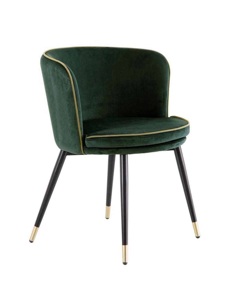Krzesło tapicerowane z aksamitu Luisa, Tapicerka: aksamit (100% poliester), Nogi: stal, Zielony, czarny, odcienie złotego, S 50 x G 62 cm
