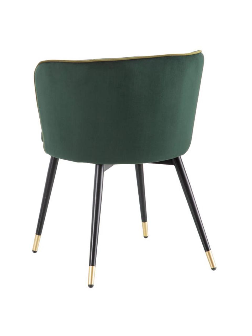 Stolička so zamatovým čalúnením Luisa, Zelená, čierna, odtiene zlatej, Š 50 x H 62 cm