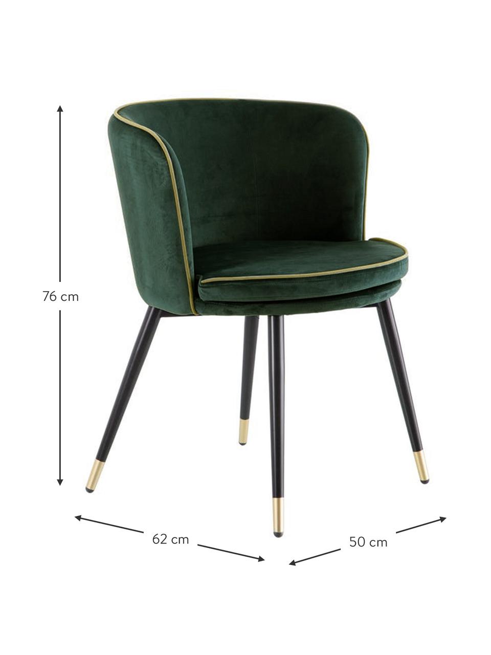Sametová čalouněná židle Luisa, Zelená, černá, zlatá, Š 50 cm