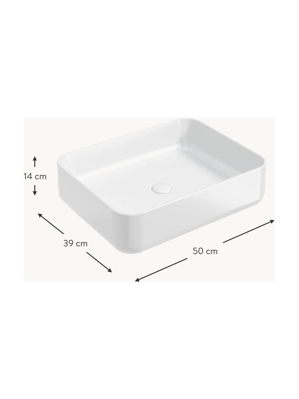 Lavabo encimera de cerámica Simaro, 50 cm, Cerámica, Blanco, An 50 x F 39 cm