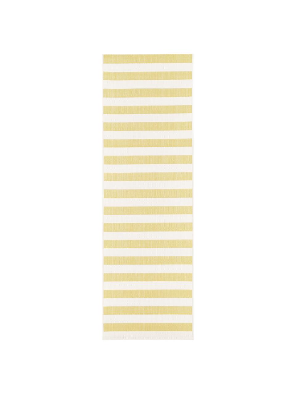 Passatoia a righe color giallo/bianco da interno-esterno Axa, 86% polipropilene, 14% poliestere, Bianco crema, giallo, Larg. 80 x Lung. 250 cm