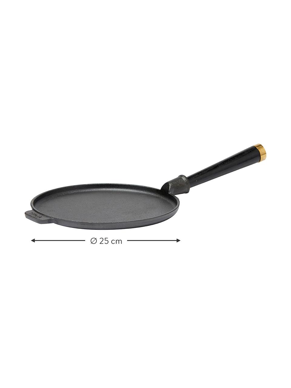 Pannenkoekenpan Monte Raw met houten handvat, Gietijzer, Zwart, Ø 25 x H 7 cm