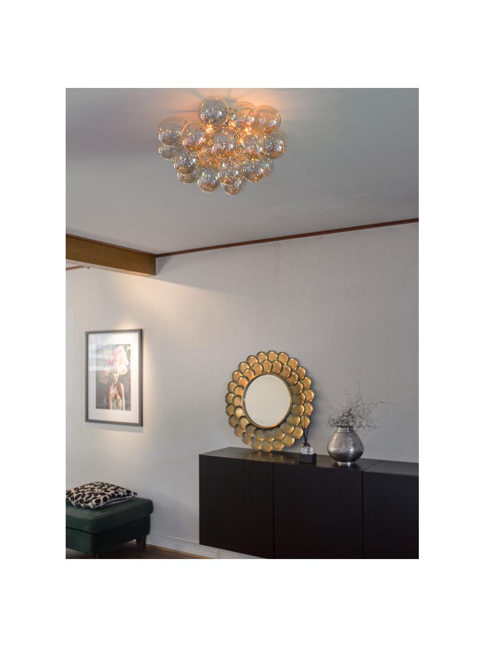 Plafondlamp Gross met glazen bollen, Baldakijn: verchroomd nikkel, Amberkleurig, Ø 50 x H 27 cm