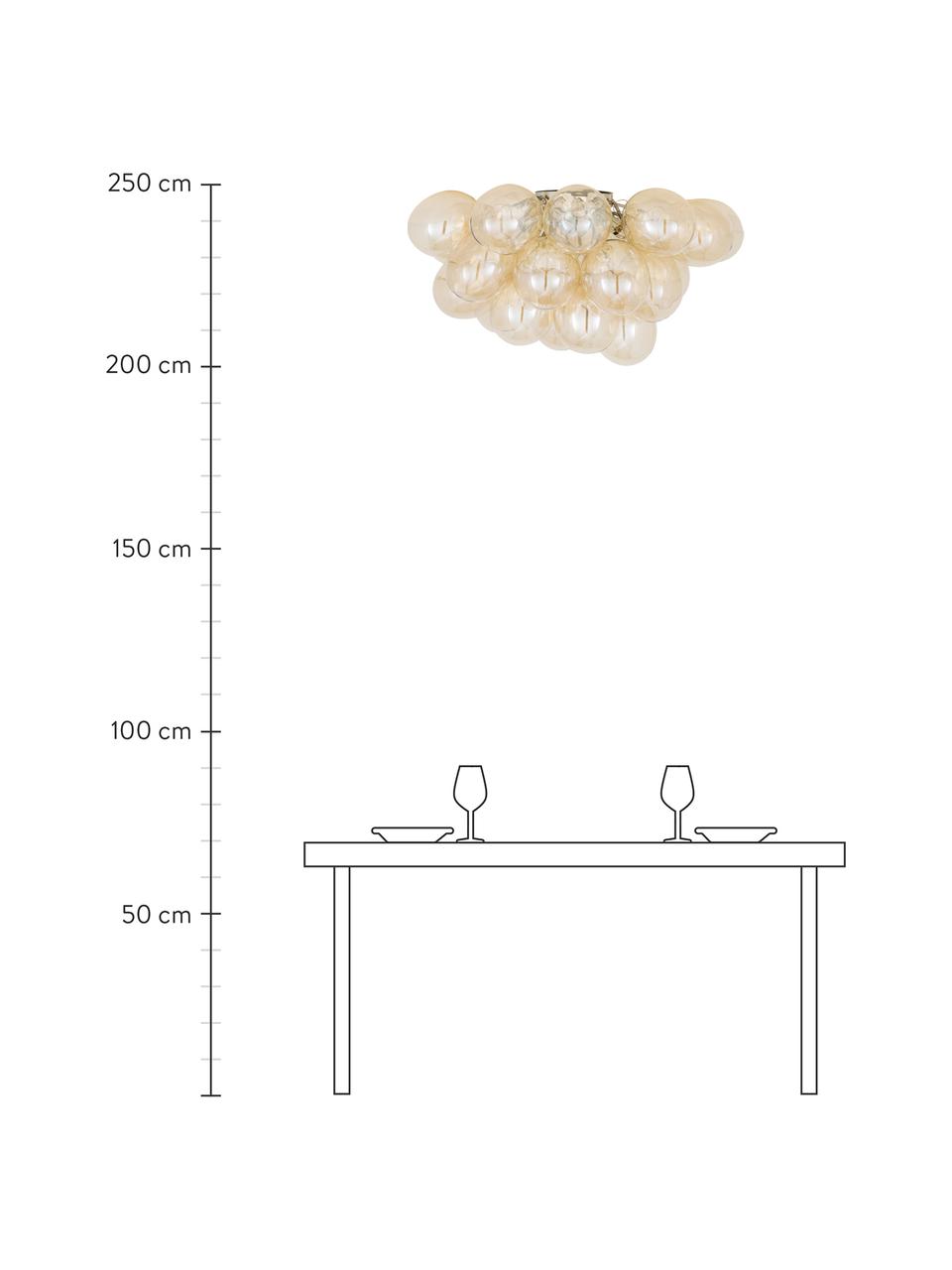 Plafondlamp Gross met glazen bollen, Baldakijn: verchroomd nikkel, Amberkleurig, Ø 50 x H 27 cm