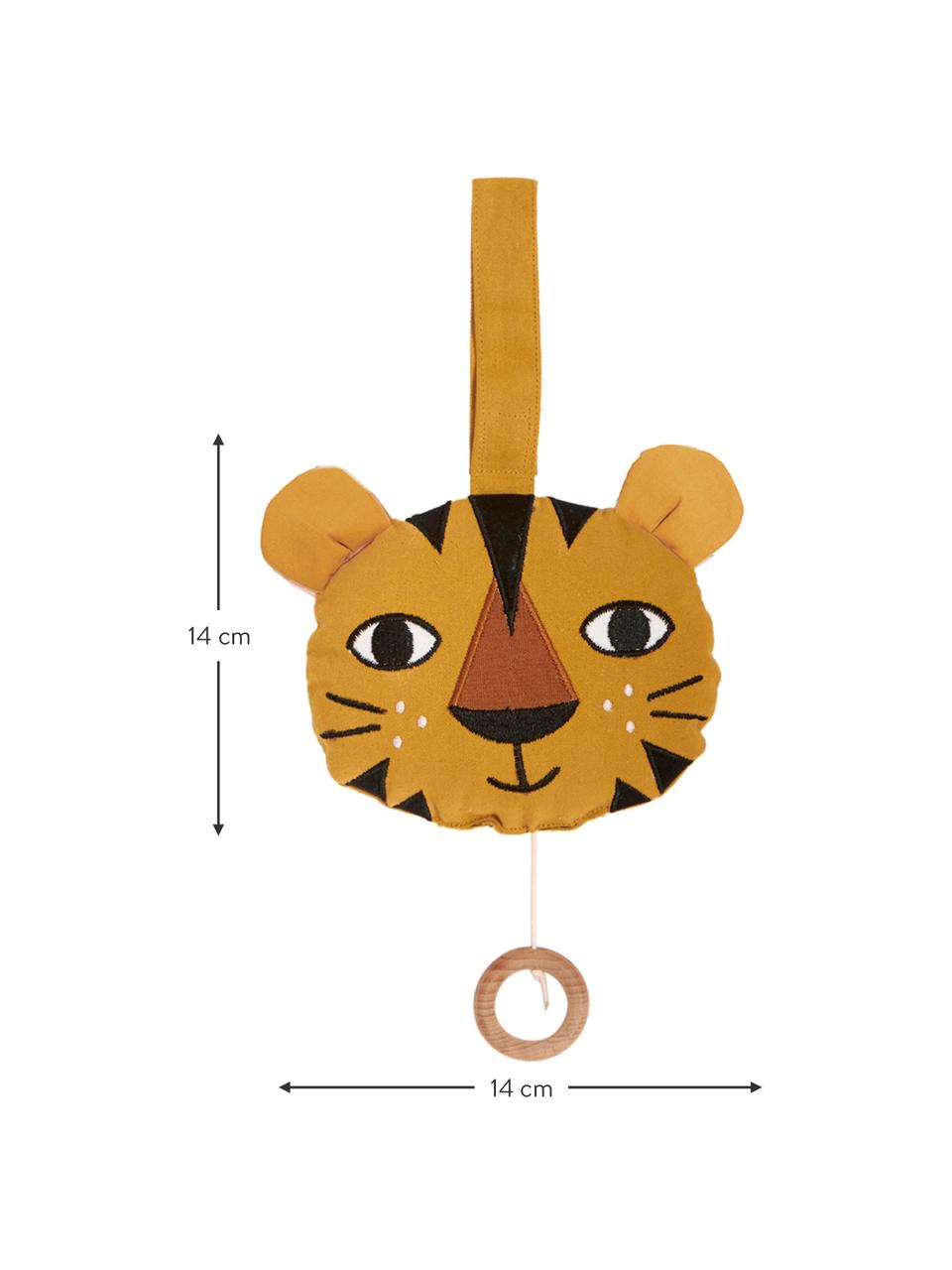 Handgemaakte speelklok Tiger, Katoen, OCS-gecertificeerd, Geel, B 14 x H 14 cm