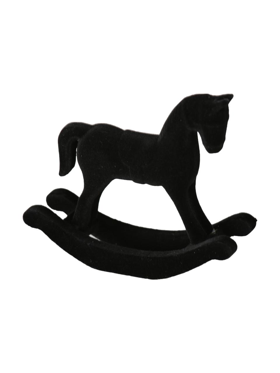 Fluwelen decoratief object Rocking Horse, Bekleding: fluweel, Frame: MDF, Zwart, 26 x 22 cm