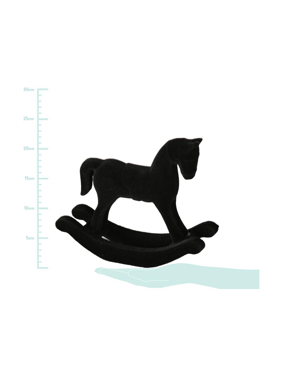 Figura decorativa de terciopelo Rocking Horse, Exterior: terciopelo, Interior: tablero de fibras de dens, Negro, An 26 x Al 22 cm