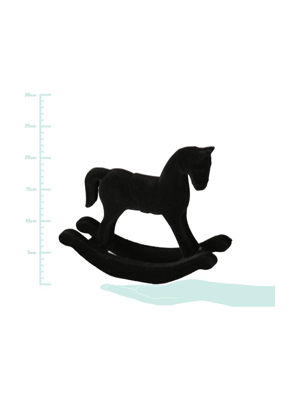 Fluwelen decoratief object Rocking Horse, Bekleding: fluweel, Frame: MDF, Zwart, 26 x 22 cm