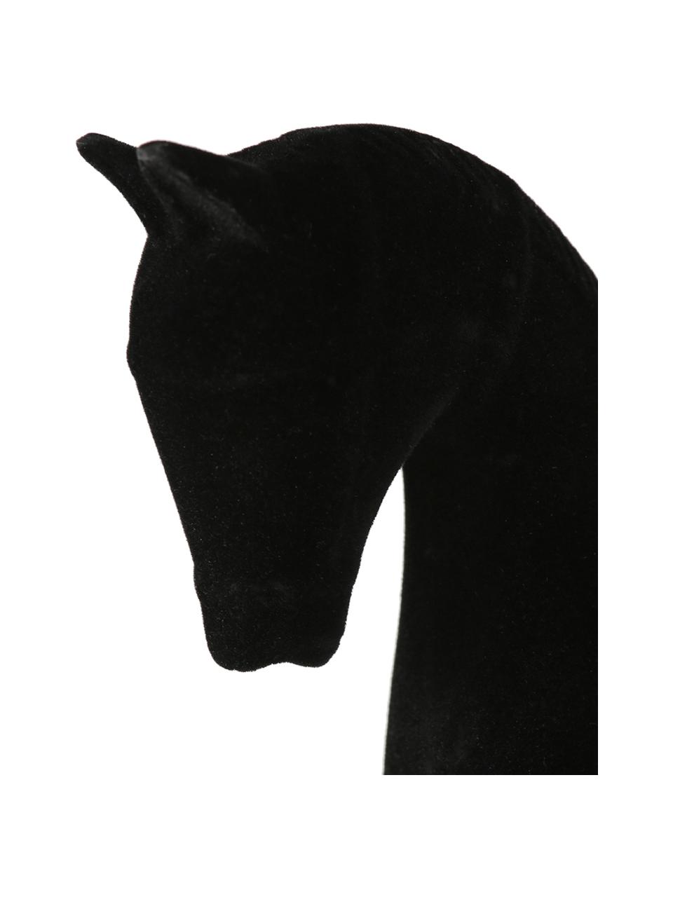 Samt-Deko-Objekt Rocking Horse, Bezug: Samt, Gestell: Mitteldichte Holzfaserpla, Schwarz, 26 x 22 cm