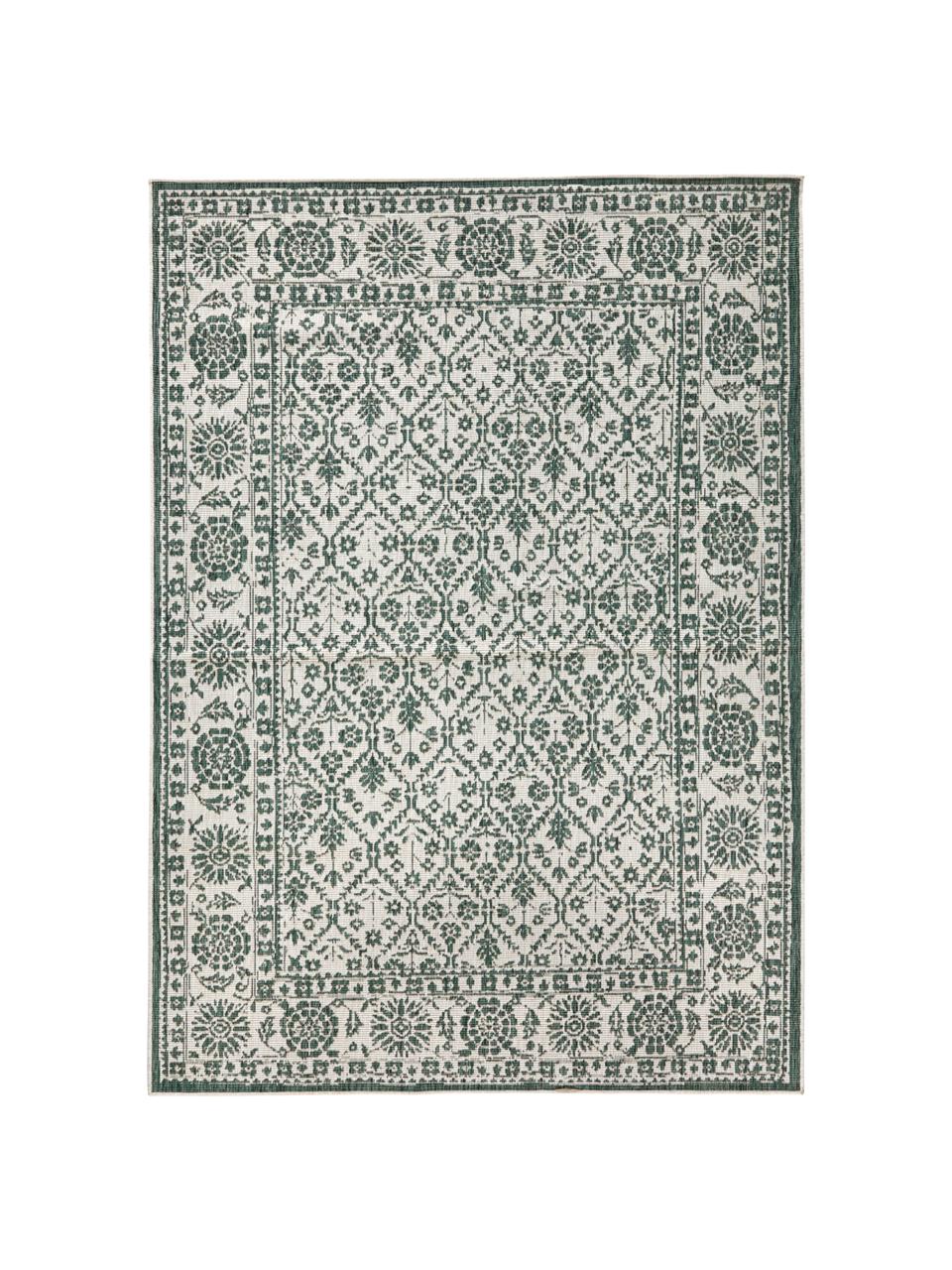 Tappeto vintage reversibile da interno-esterno Curacao, Verde, color crema, Larg.160 x Lung. 230 cm (taglia M)