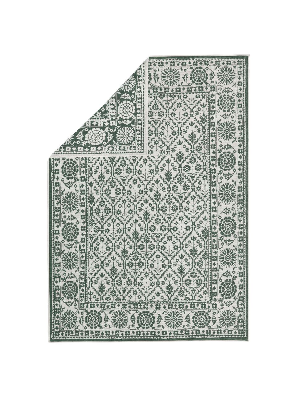 Tappeto vintage reversibile da interno-esterno Curacao, Verde, color crema, Larg.160 x Lung. 230 cm (taglia M)