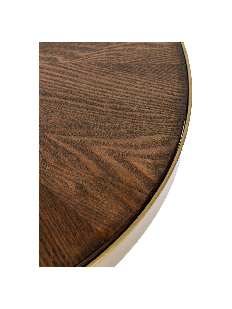 Mesa auxiliar redonda Denise, Tablero: fibras de densidad media , Madera oscura, dorado, Ø 45 x Al 45 cm