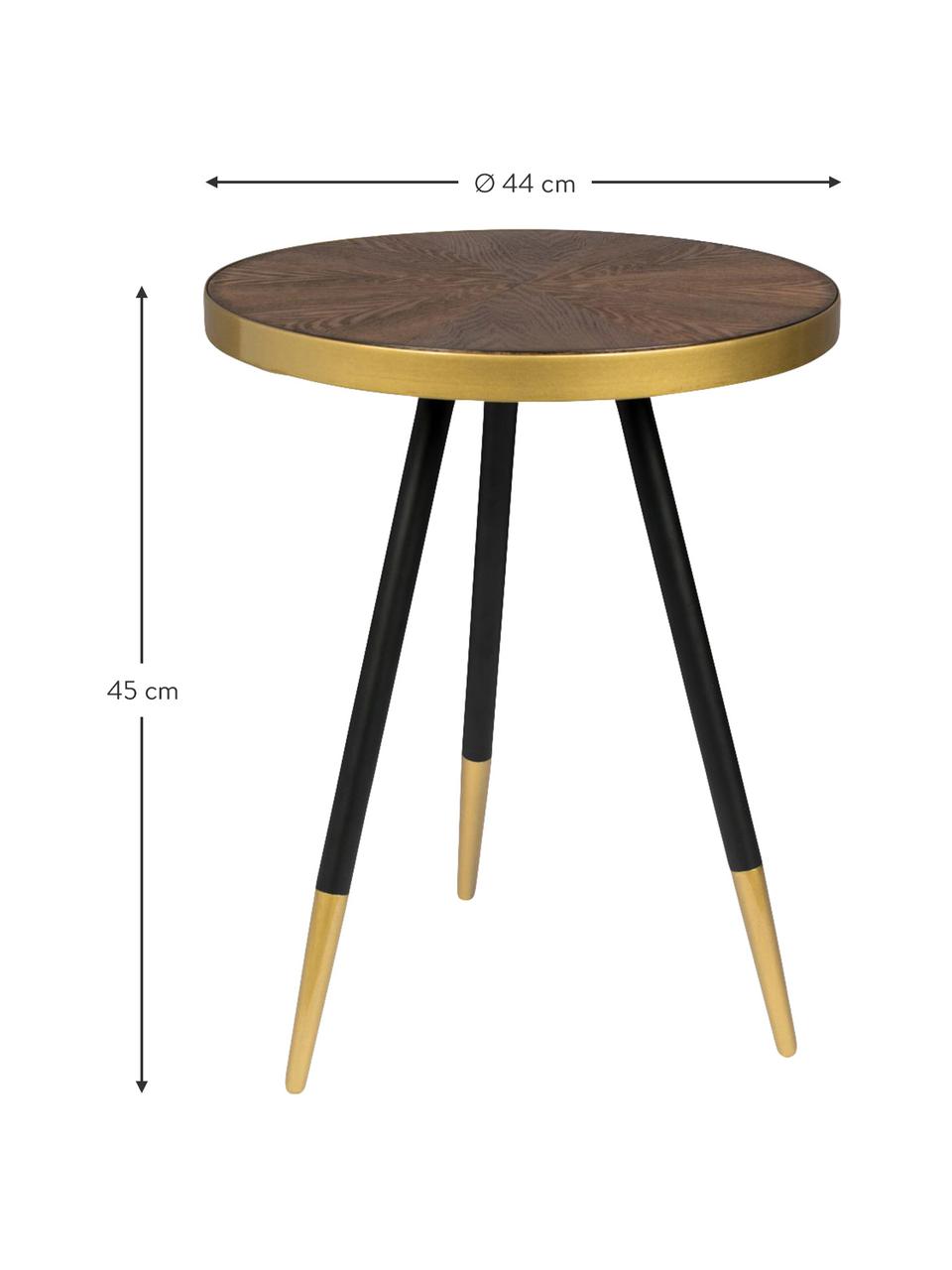 Table d'appoint ronde Denise, Bois foncé, couleur dorée, Ø 44 x haut. 45 cm