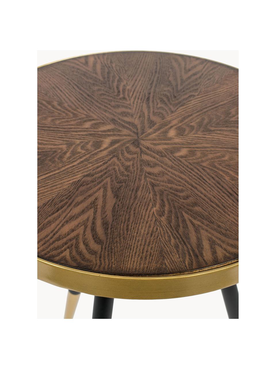 Mesa auxiliar redonda con tablero de madera Denise, Tablero: fibras de densidad media , Negro, dorado, Ø 45 x Al 45 cm