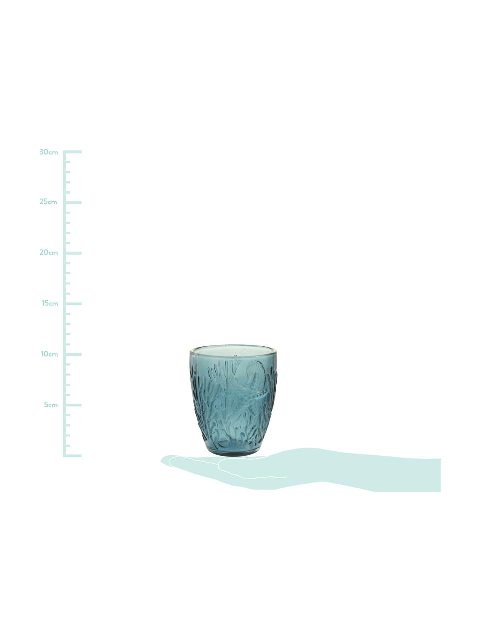 Súprava pohárov na vodu s mušľovým relléfom Pantelleria, 6 dielov, Odtiene modrej