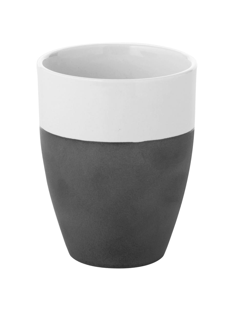 Tazza senza manico opaca/lucida fatta a mano Esrum 4 pz, Sotto: gres naturale, Color avorio, grigio-marrone, 250 ml