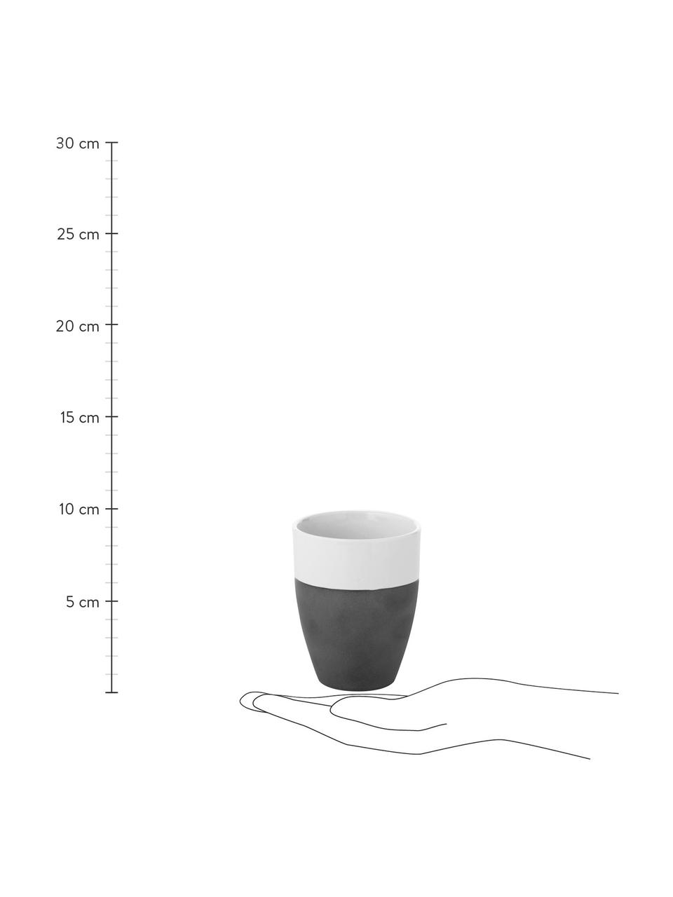 Handgemaakte bekers Esrum mat/glazend, 4 stuks, Bovenzijde: glad geglazuurde keramiek, Onderzijde: natuurlijke keramiek, Ivoorkleurig, grijsbruin, 250 ml