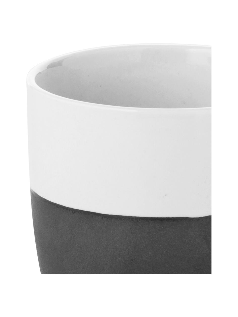 Tazza senza manico opaca/lucida fatta a mano Esrum 4 pz, Sotto: gres naturale, Color avorio, grigio-marrone, 250 ml