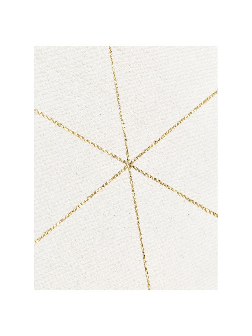 Tappeto in cotone beige/dorato tessuto piatto con frange Yena, Beige, oro, Larg. 70 x Lung. 140 cm (taglia XS)